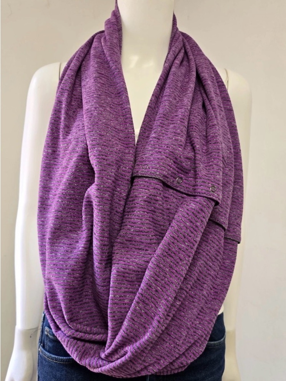 Lululemon Scarf Infinity Wrap Purple Heathered Snap Button Versatile